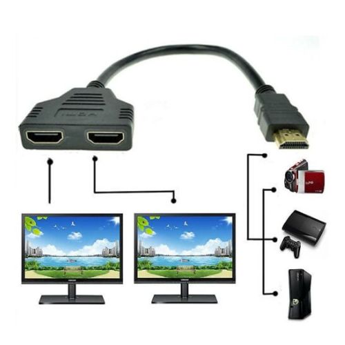 HDMI Splitter 1 In 2 Out Cable Adapter Multi Display Duplicator Full HD 1080P