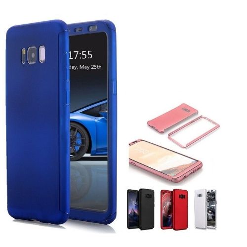 For Samsung Galaxy S7 S8 Plus Case - Ultra Thin 360 Hard Cover + Tempered Glass