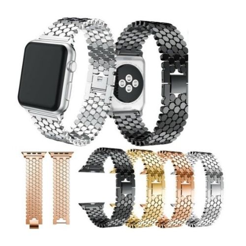 For Apple Watch 38 40 42 44 mm - Stainless Steel Hexagon Link Band Strap iWatch