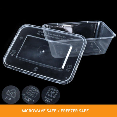 500 Pcs 1000ml Take Away Food Platstic Containers Boxes Base and Lids Bulk Pack