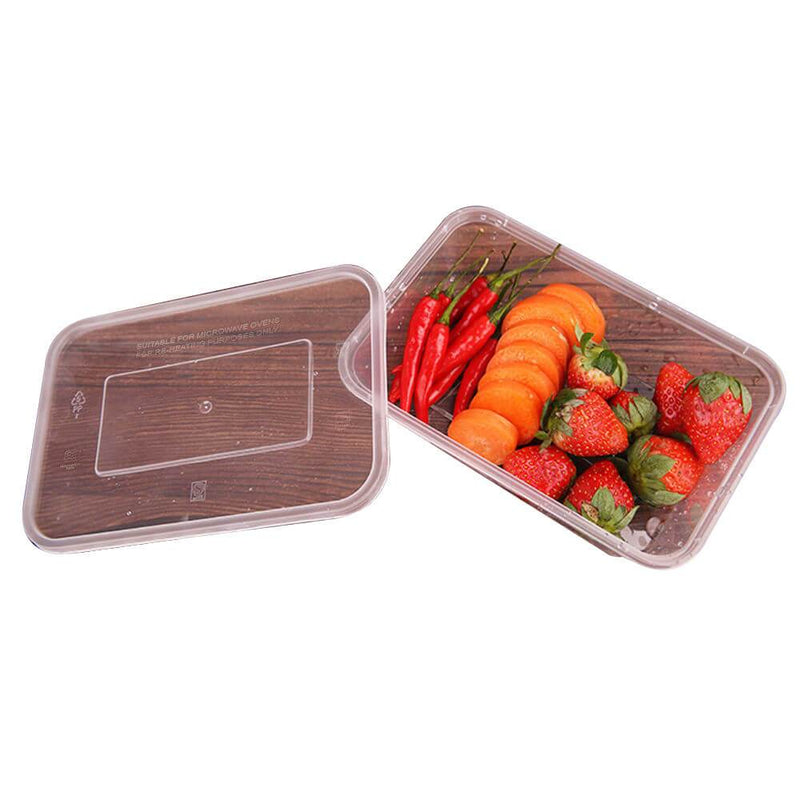 500 Pcs 1000ml Take Away Food Platstic Containers Boxes Base and Lids Bulk Pack