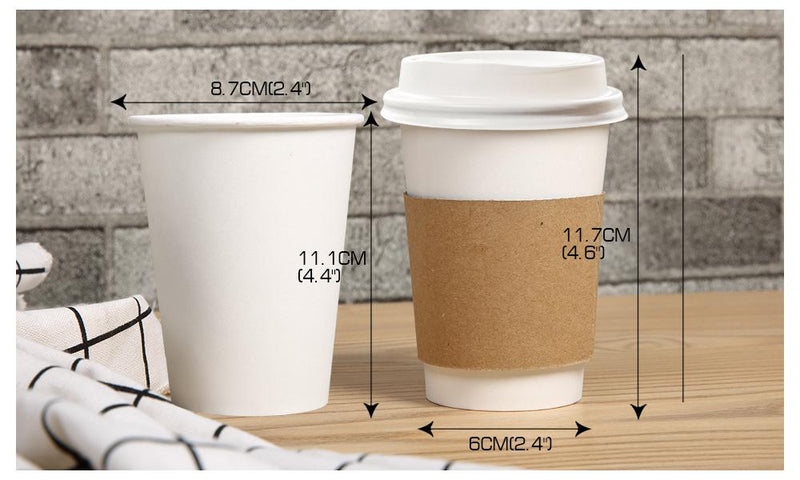 110 Pcs 12oz Disposable Takeaway Coffee Paper Cups Triple Wall Take Away w Lids