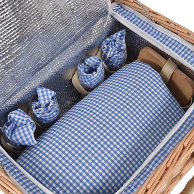 Deluxe 4 Person Picnic Basket Baskets Set Outdoor Corporate Blanket Park Trip