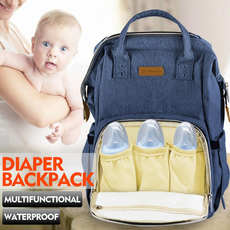 Waterproof Mummy Nappy Diaper Bag Baby Travel Changing Nursing Backpack Blue