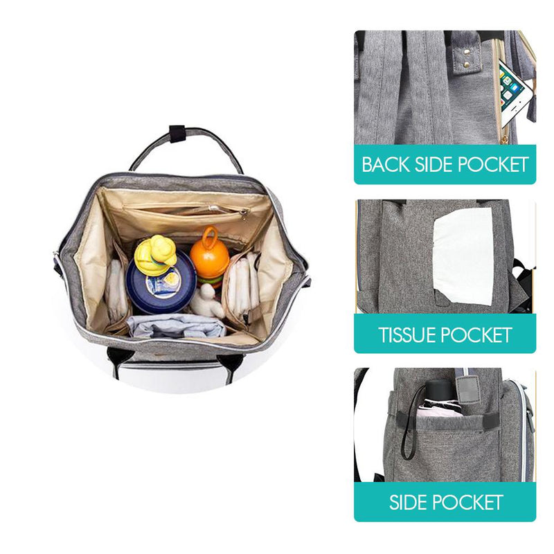 Waterproof Mummy Nappy Diaper Bag Baby Travel Changing Nursing Backpack Blue