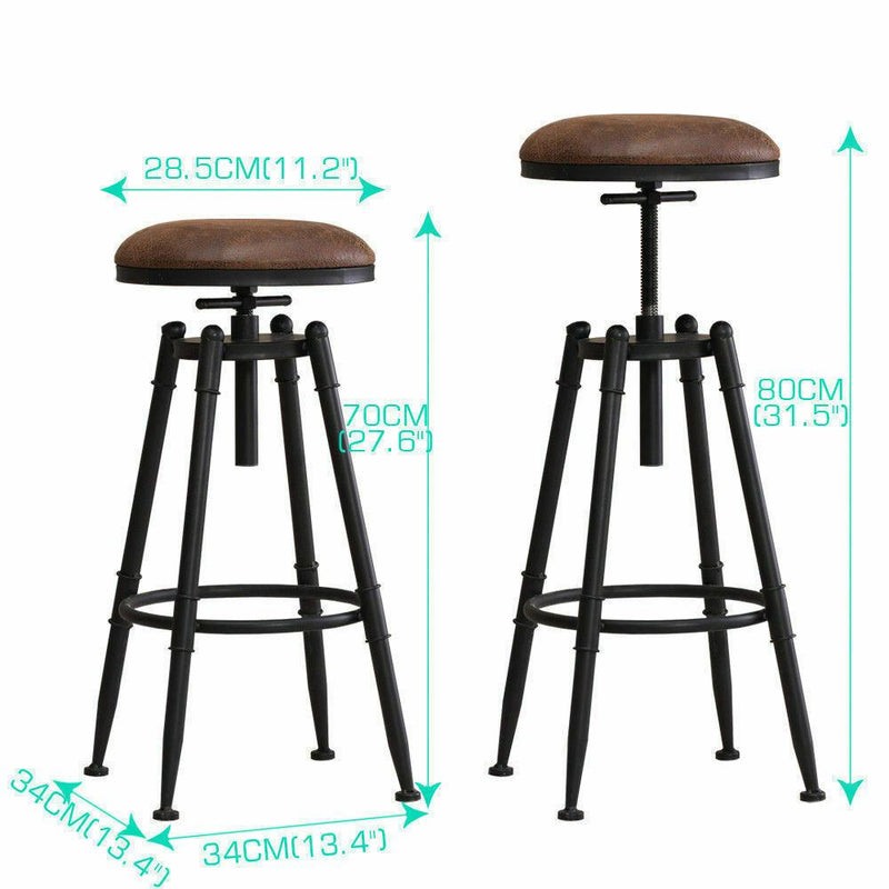 2x Levede Rustic Industrial Bar Stool Kitchen Stool Barstool Swivel Dining Chair