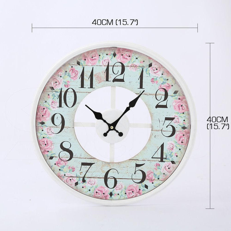 Vintage Chic Wooden Shabby Large Wall Clock Art Round Oversized Digital French