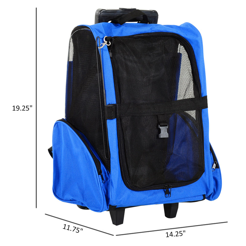 PawHut 4in1 Pet Backpack Carrier Car seat Dog Cat Rolling Luggage Crates