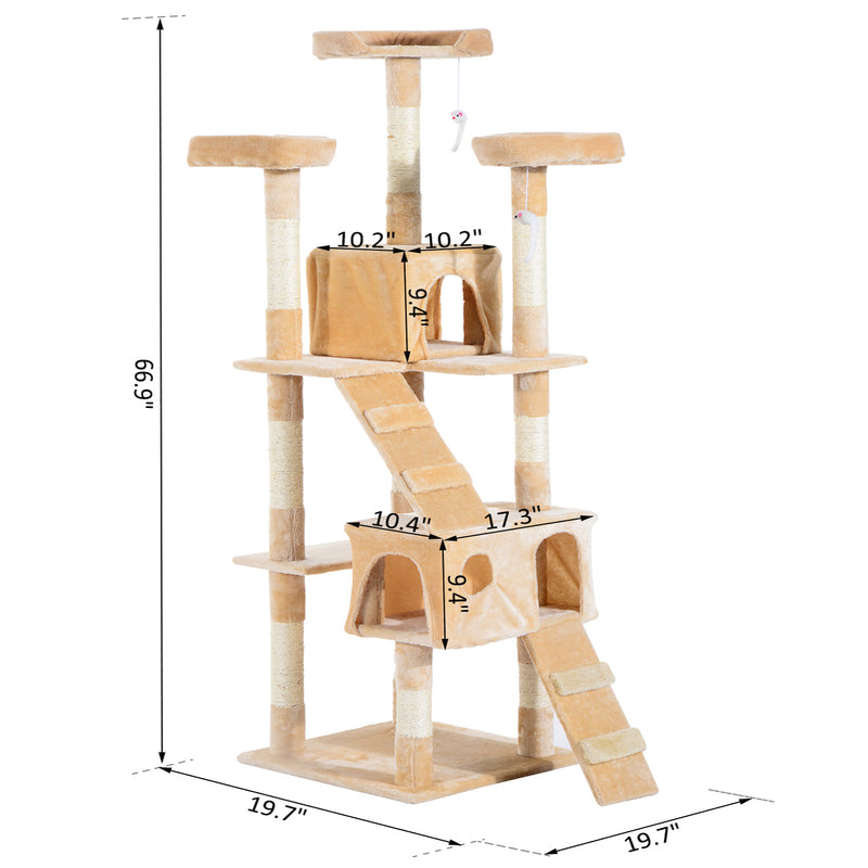 Multi-Level Cat Tree Scratcher Activity Center Climbing Tree Condo Furniture w/