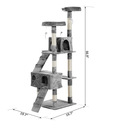 Multi-Level Cat Tree Scratcher Activity Center Climbing Tree Condo Furniture w/