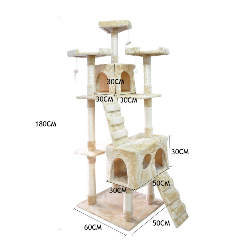 PaWz 1,8M Cat Scratching Post Tree Gym House Condo Furniture Scratcher Pole