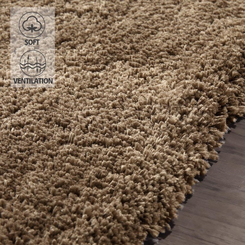 Ultra Soft Anti Slip Rectangle Plush Shaggy Floor Rug Carpet in Taupe 60x220cm