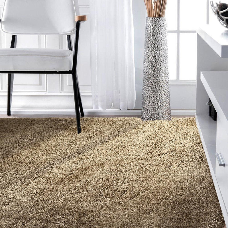 Ultra Soft Anti Slip Rectangle Plush Shaggy Floor Rug Carpet in Taupe 60x220cm