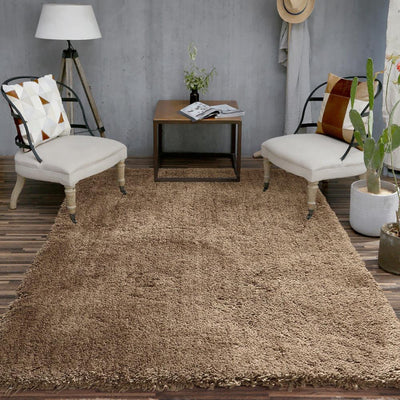 Ultra Soft Anti Slip Rectangle Plush Shaggy Floor Rug Carpet in Taupe 60x220cm