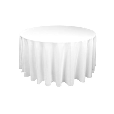 1 Pc 220cm White Round Fitted Tableclothes Hemmed Edges Trestle Event Wedding