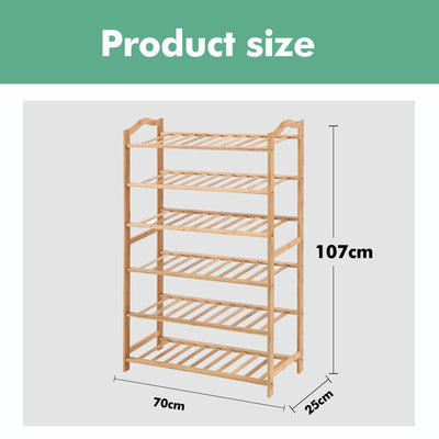 Levede Bamboo Shoe Rack Storage Wooden Organizer Shelf Stand 6 Tiers Layers 70cm