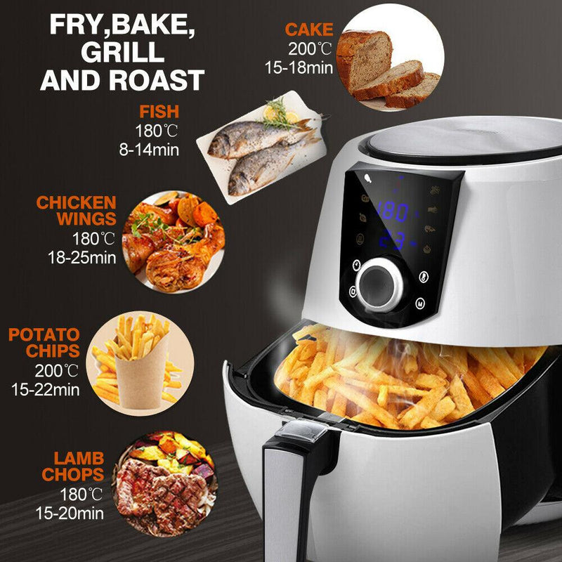 SPECTOR 7L Air Fryer LCD Healthy Cooker Low Fat OilFree Kitchen Oven 1800W White