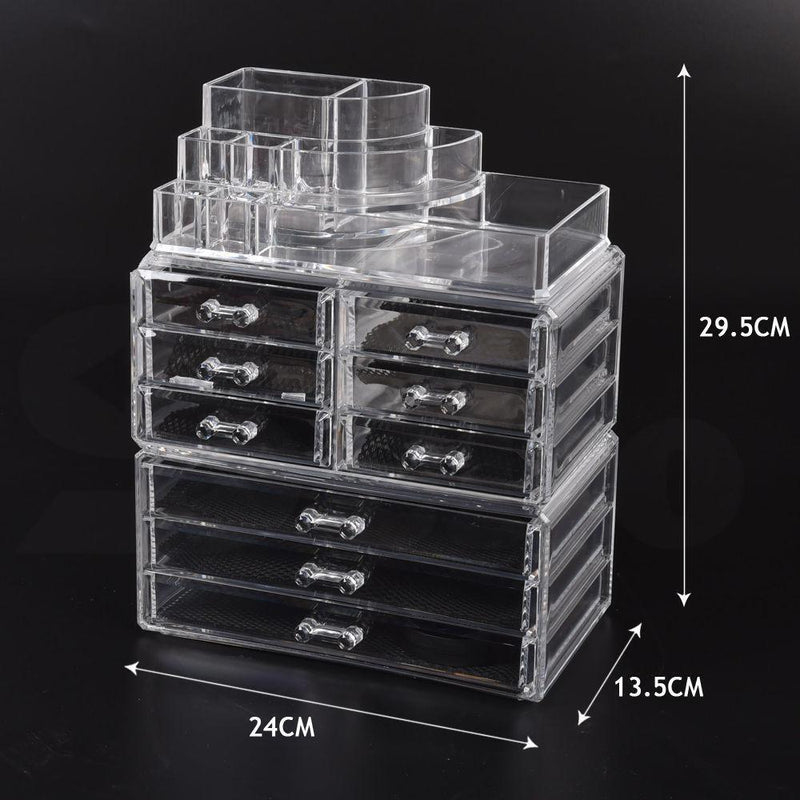 9 Drawer Clear Acrylic Cosmetic Makeup Organizer Jewellery Storage Box