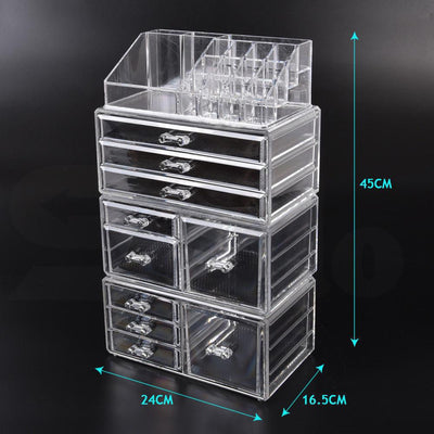 9 Drawer Clear Acrylic Cosmetic Makeup Organizer Jewellery Storage Box