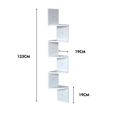 Levede 5 Tier Corner Wall Shelf Display Shelves DVD CD Storage Zig-tag Rack