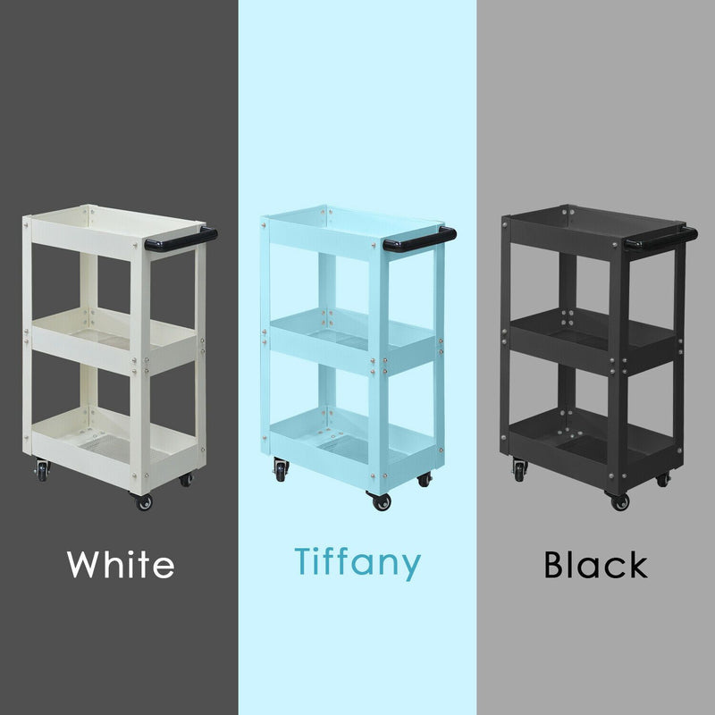 3 Tier Heavy Duty Steel Tool Cart Parts Steel Trolley  Storage Organizer Tiffany