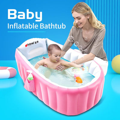 Inflatable Baby Tub Travel Bath Kids Bathtub Shower Newborn Swimming Pool Pink