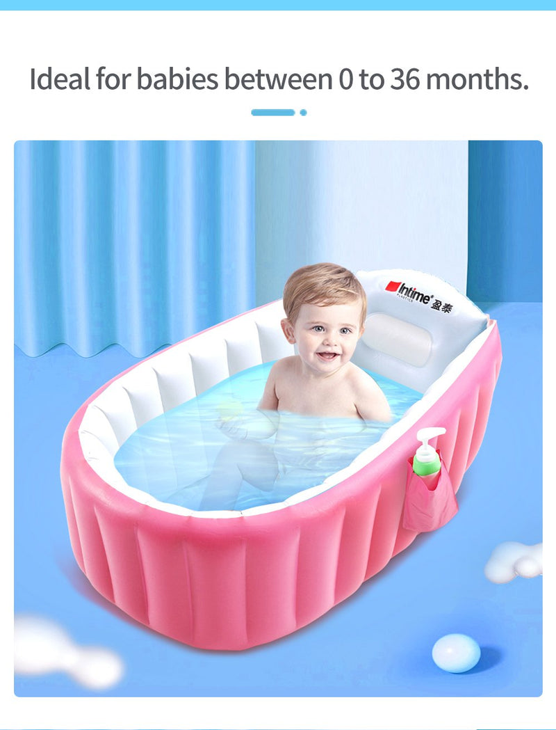 Inflatable Baby Tub Travel Bath Kids Bathtub Shower Newborn Swimming Pool Pink