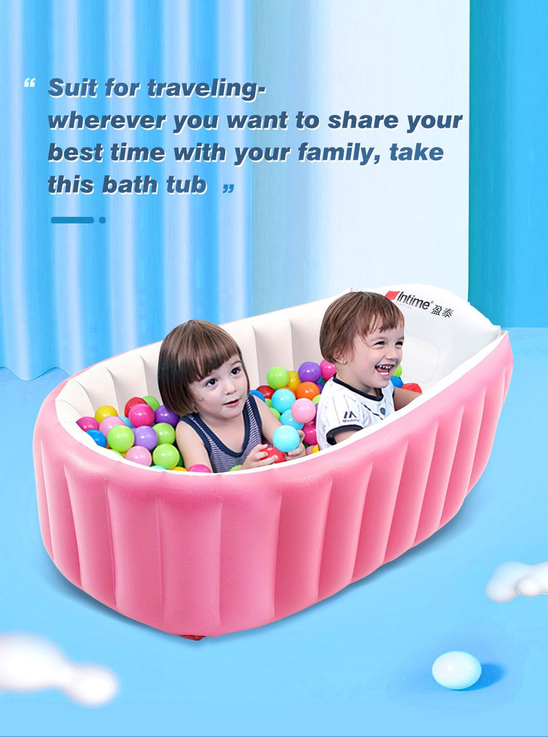 Inflatable Baby Tub Travel Bath Kids Bathtub Shower Newborn Swimming Pool Pink