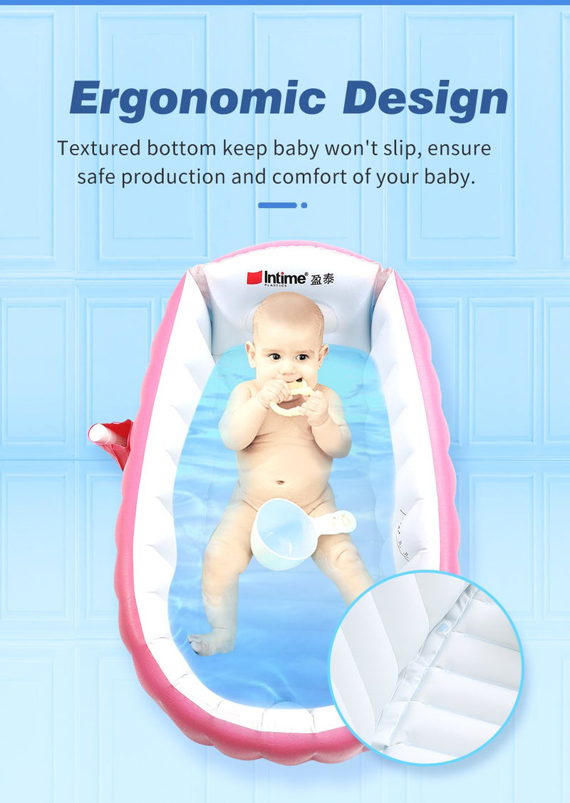 Inflatable Baby Tub Travel Bath Kids Bathtub Shower Newborn Swimming Pool Pink