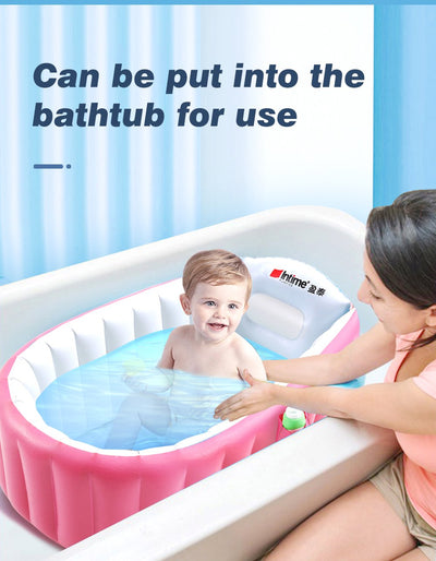 Inflatable Baby Tub Travel Bath Kids Bathtub Shower Newborn Swimming Pool Pink