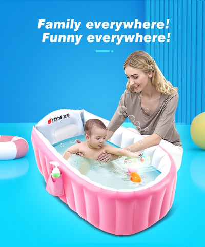 Inflatable Baby Tub Travel Bath Kids Bathtub Shower Newborn Swimming Pool Pink