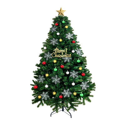 Christmas Tree Kit Xmas Decorations Colorful Plastic Ball Baubles with LED Light 2.1M Type2