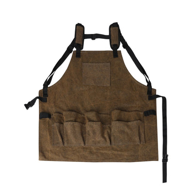 Waxed Canvas Tool Apron Adjustable Workshop Chef Waterproof Woodworking Pockets