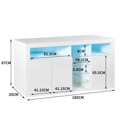 Levede Buffet Sideboard Cabinet Storage Modern High Gloss Cupboard White