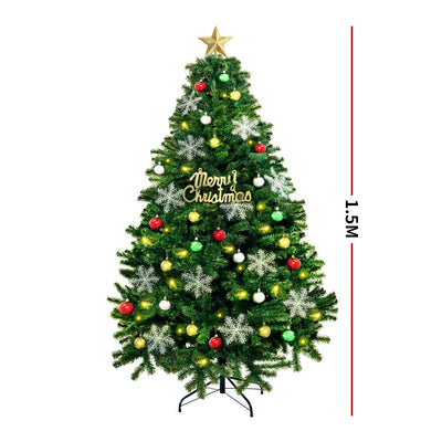 Christmas Tree Kit Xmas Decorations Colorful Plastic Ball Baubles with LED Light 1.5M Type2