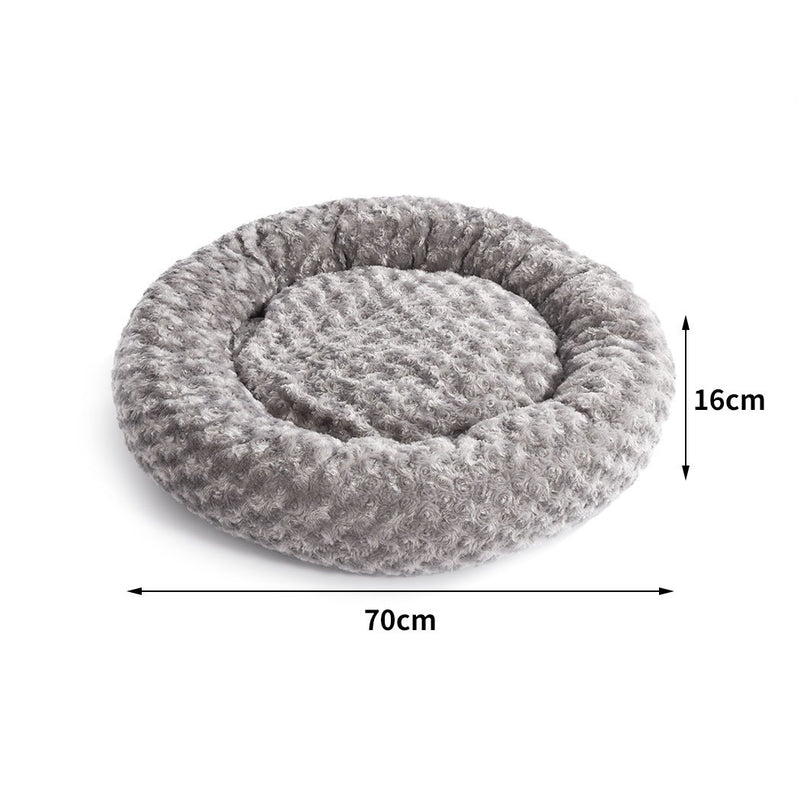 Pet Bed Dog Cat Nest Calming Donut Mat Soft Plush Kennel Cave Deep Sleeping L