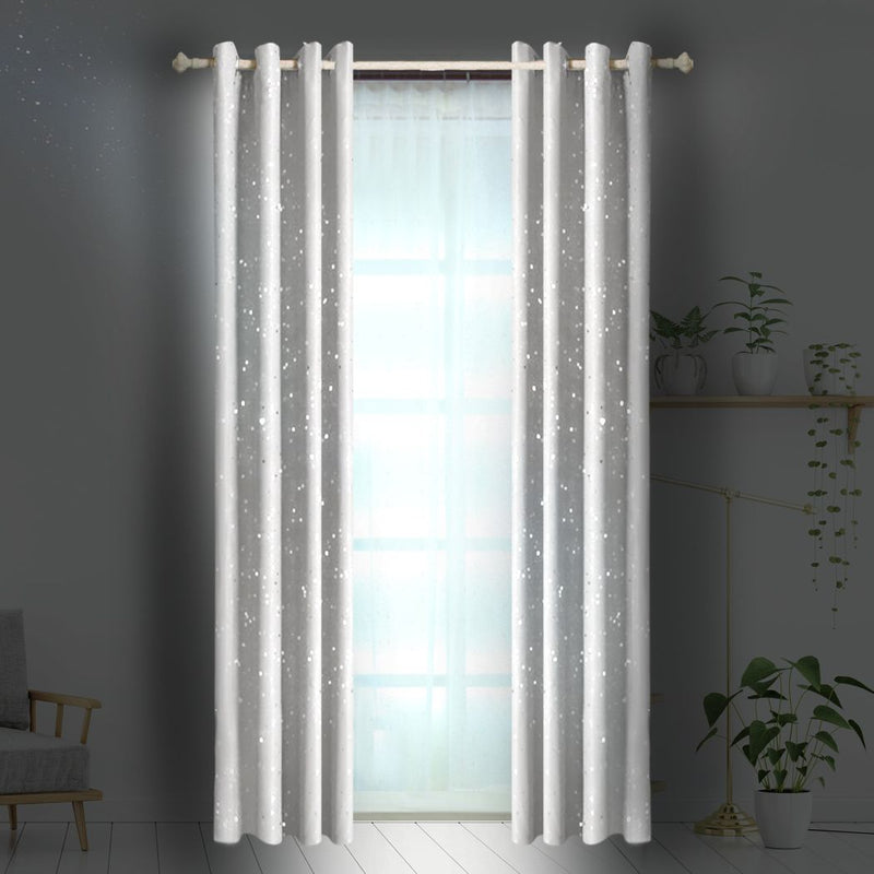 STAR BLOCKOUT BLACKOUT CURTAINS 3 LAYERS EYELET PURE FABRIC ROOM DARKENING