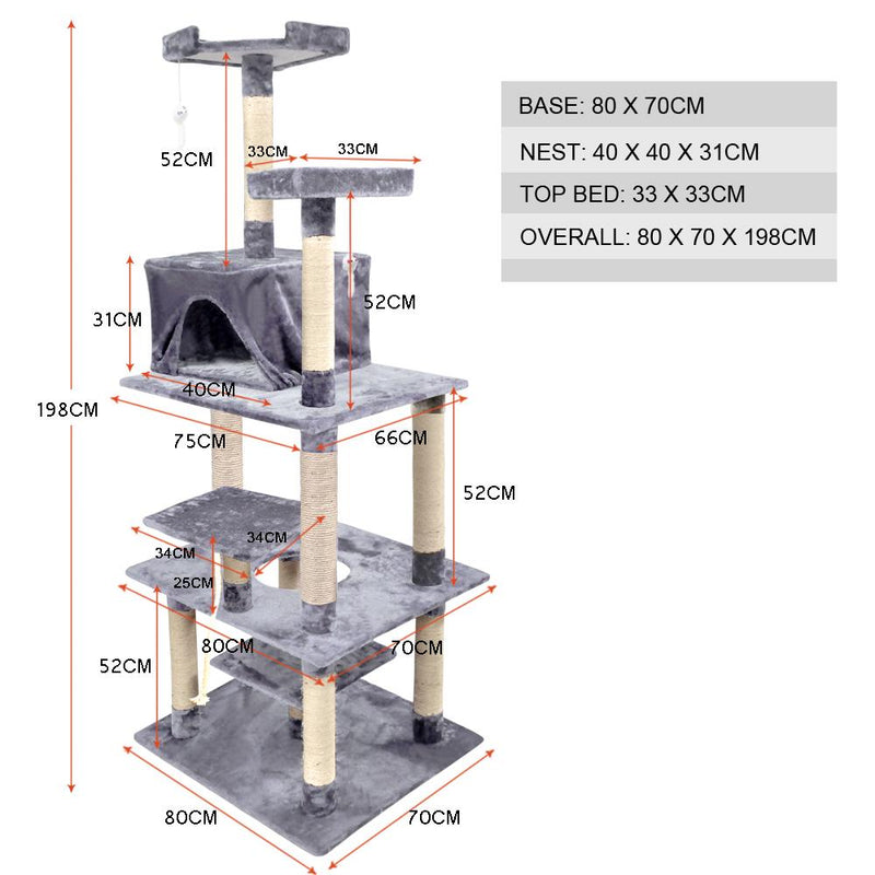 PaWz 2M Cat Scratching Post Tree Pet Gym House Condo Furniture Scratcher