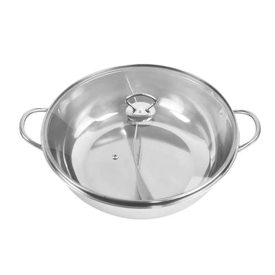 36cm Stainless Steel Twin Mandarin Duck Hot Pot Induction Cookware With Lid