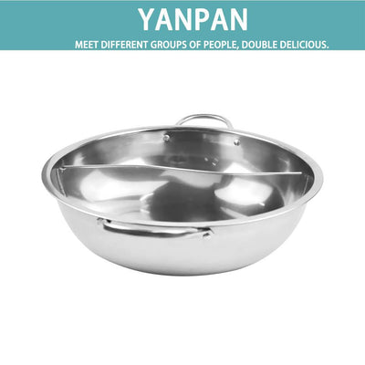 34cm Stainless Steel Twin Mandarin Duck Hot Pot Induction Cooker With Lid