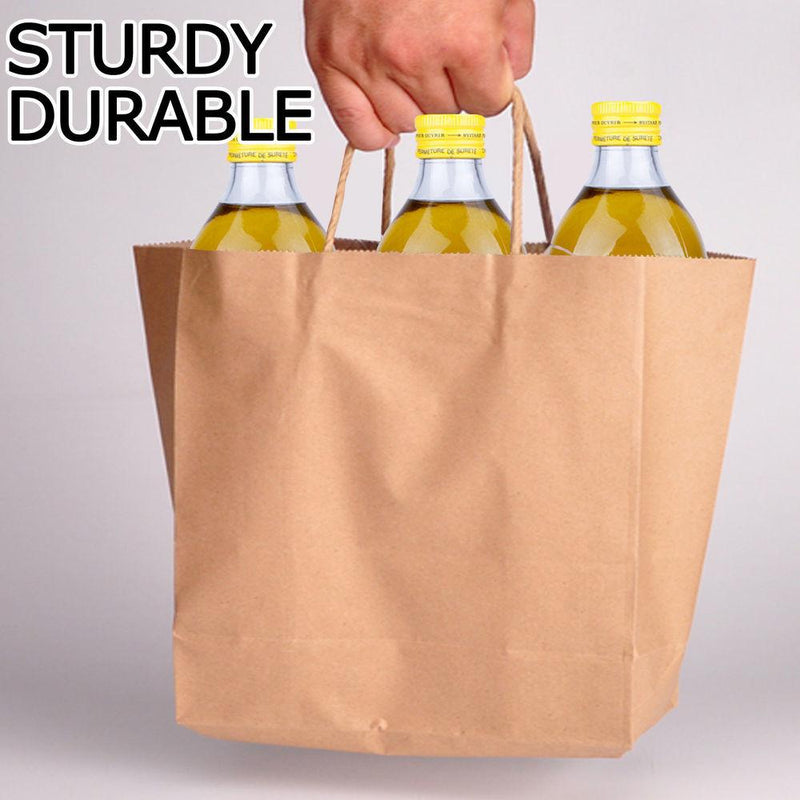 50x Brown Paper Bag Kraft Eco Recyclable Gift Carry Shopping Retail Bags Handles