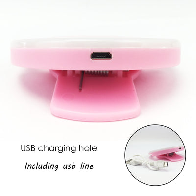 Rechargeable Selfie LED Light Flash Fill Ring Clip Camera Samsung iPhone Pink