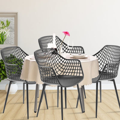 Levede Dining Chairs Barstool Barstools Metal Kitchen Stool Outdoor Black x4