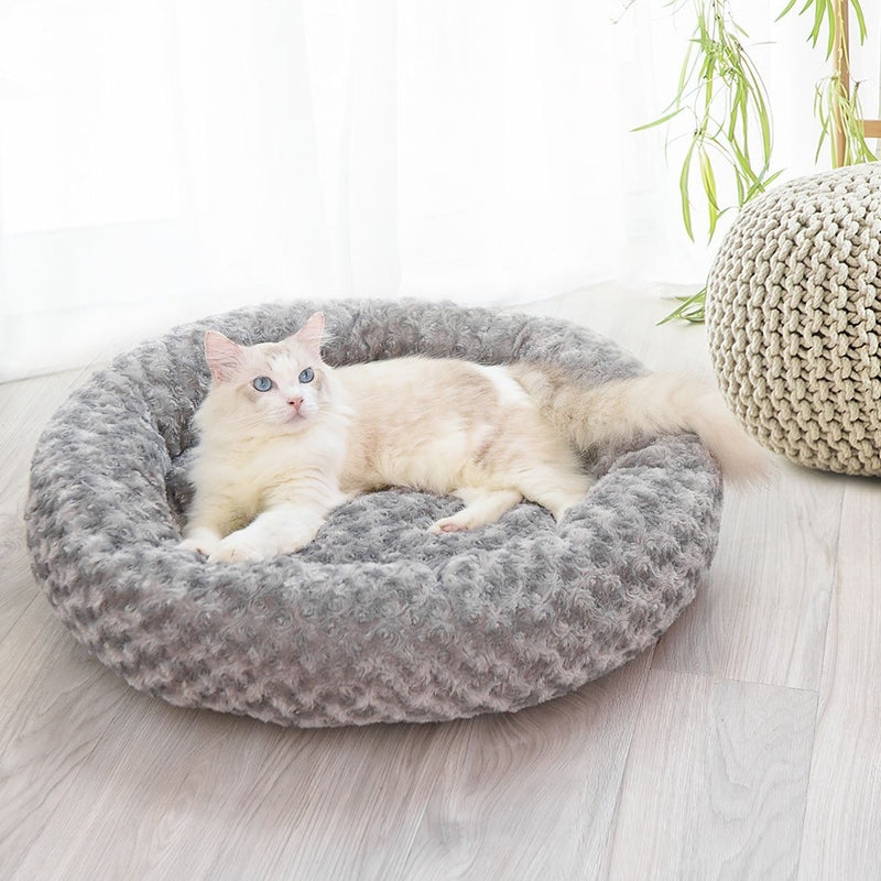 Pet Bed Dog Cat Nest Calming Donut Mat Soft Plush Kennel Cave Deep Sleeping L