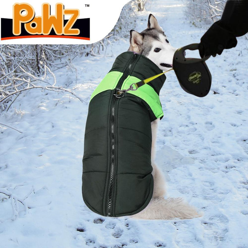 PaWz PaWz Dog Winter Jacket Padded  Pet Clothes Windbreaker Vest Coat 2XL Green