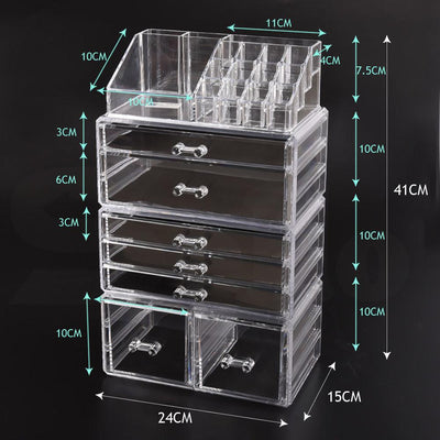 Cosmetic 7/8//9/10/11 Drawer Makeup Organizer Storage Jewellery Box Acrylic