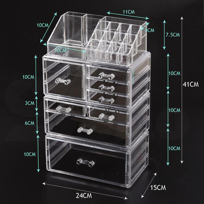 Cosmetic 7/8//9/10/11 Drawer Makeup Organizer Storage Jewellery Box Acrylic