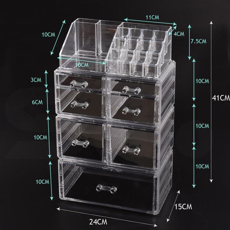 Cosmetic 7/8//9/10/11 Drawer Makeup Organizer Storage Jewellery Box Acrylic