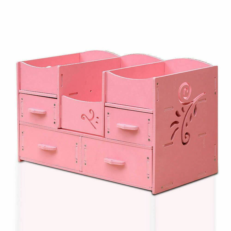 Wood-Plastic Makeup Cosmetic DIY Holder Jewellery Case Storage Organizer Drawers