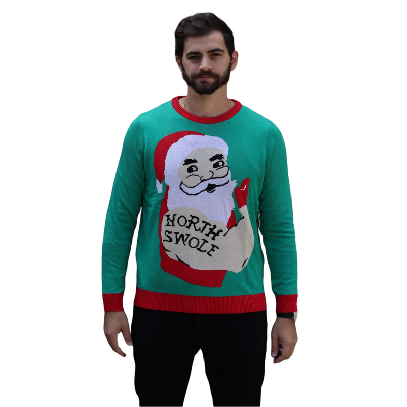Bulky Santa North Swole Christmas Sweater